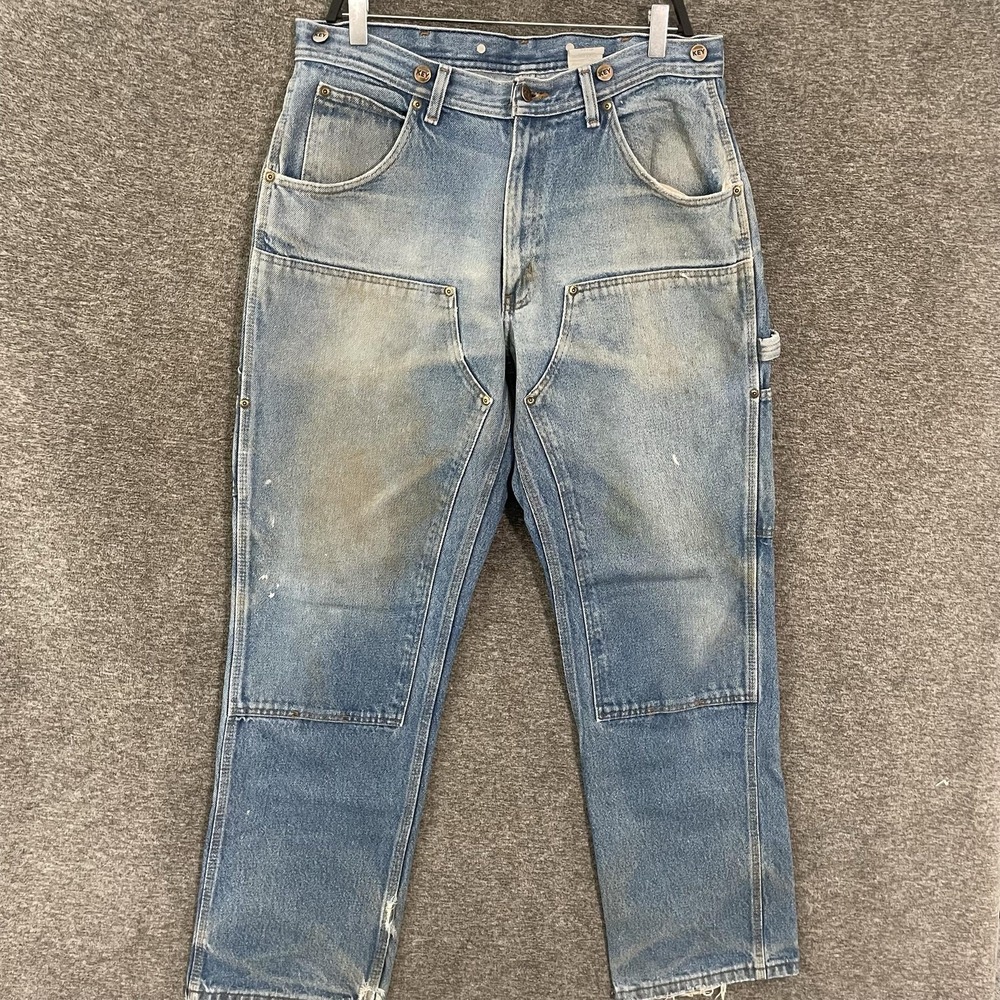 Key Jeans Mens 34x32 Blue Light Wash Relaxed Straight Carpenter Workwear Denim